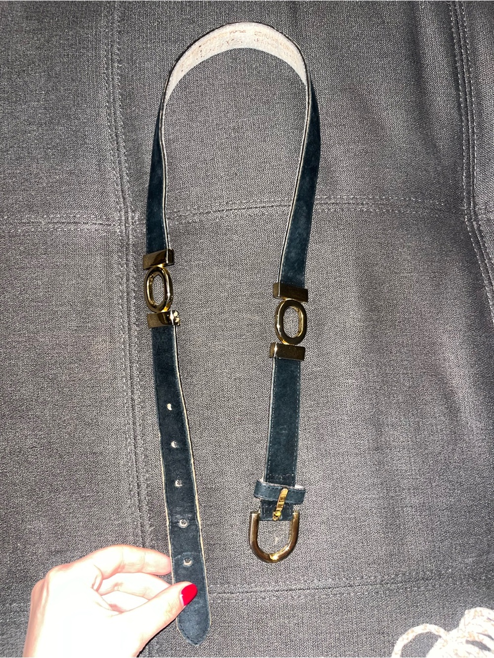 Talbots Black Suede Belt with Gold Hardware